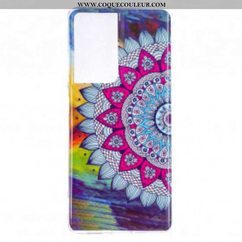 Coque Samsung Galaxy S21 Ultra 5G Mandala Coloré Fluorescente