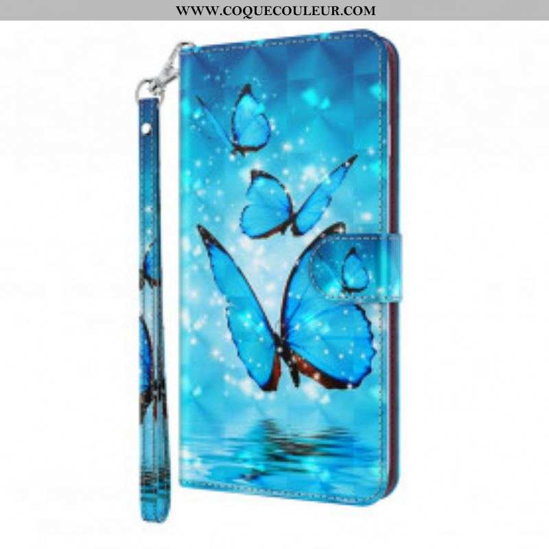 Housse Samsung Galaxy S21 Ultra 5G Papillons Bleus Volants