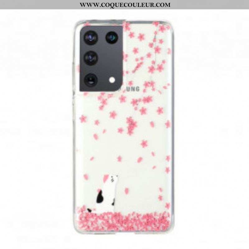 Coque Samsung Galaxy S21 Ultra 5G Pétales et Chat