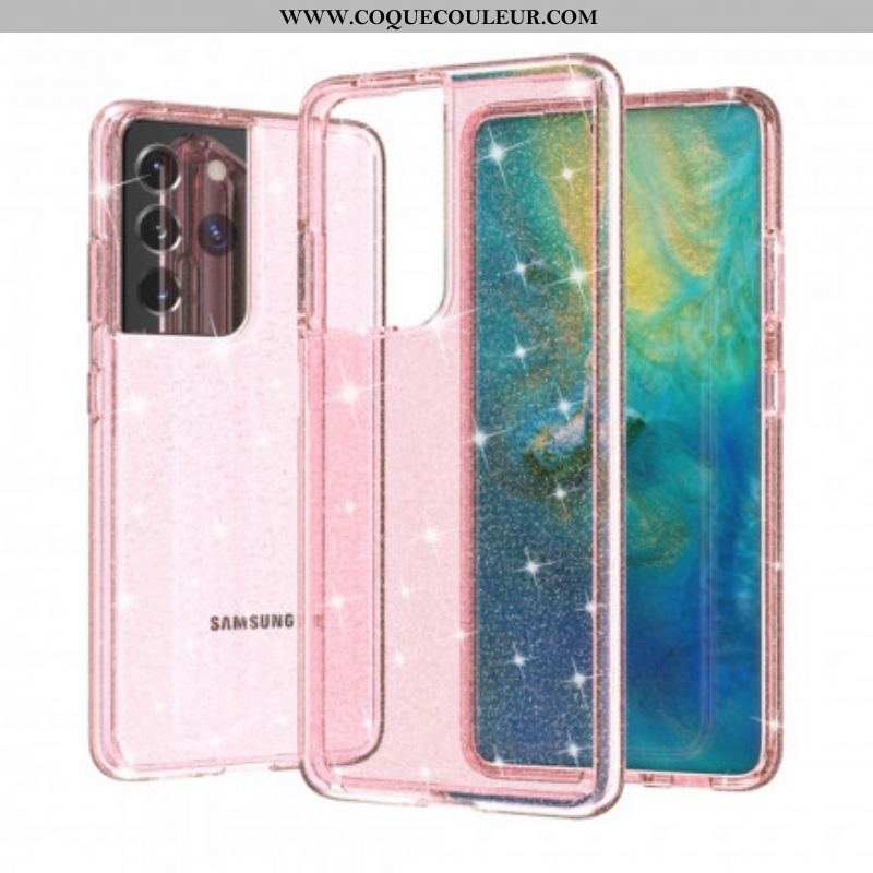 Coque Coque Samsung Galaxy S21 Ultra 5G Transparente Paillettes