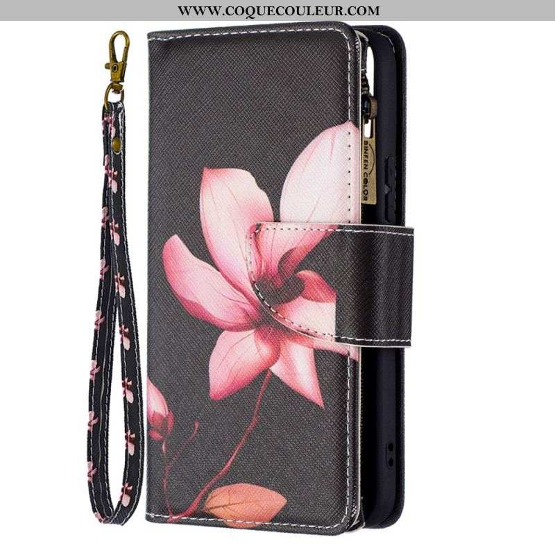 Housse Samsung Galaxy S22 5G Poche Zippée Fleur