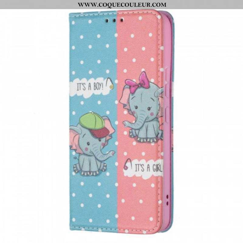 Flip Cover Samsung Galaxy S22 5G Bébés Éléphants