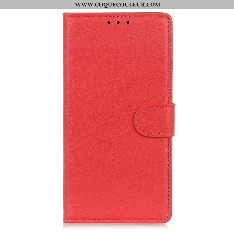 Housse Samsung Galaxy S22 5G Cuir Litchi Traditionnel