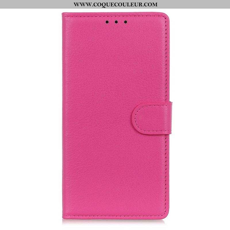 Housse Samsung Galaxy S22 5G Cuir Litchi Traditionnel