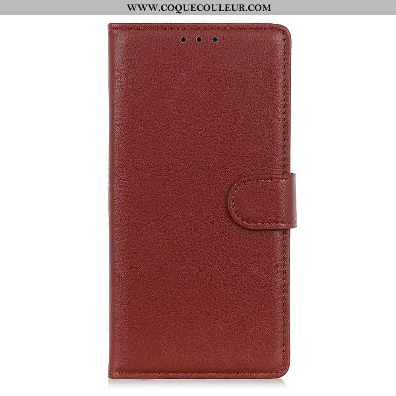 Housse Samsung Galaxy S22 5G Cuir Litchi Traditionnel