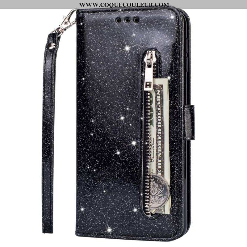 Housse Samsung Galaxy S22 5G Porte-Monnaie Paillettes