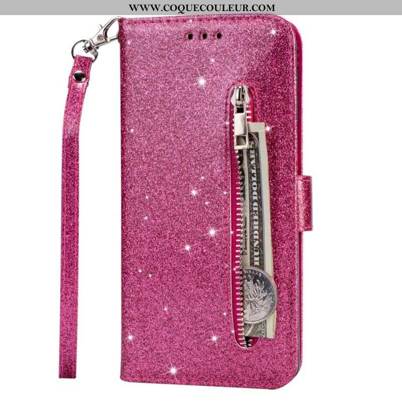 Housse Samsung Galaxy S22 5G Porte-Monnaie Paillettes