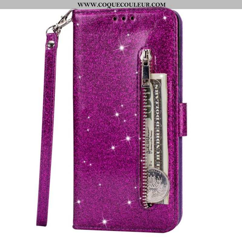 Housse Samsung Galaxy S22 5G Porte-Monnaie Paillettes