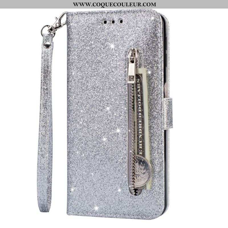 Housse Samsung Galaxy S22 5G Porte-Monnaie Paillettes