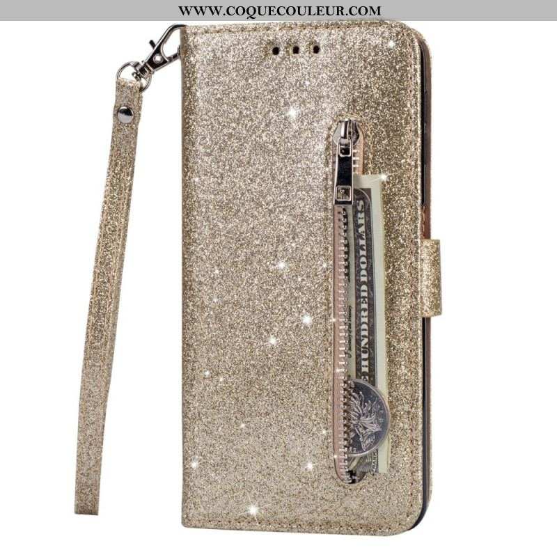 Housse Samsung Galaxy S22 5G Porte-Monnaie Paillettes