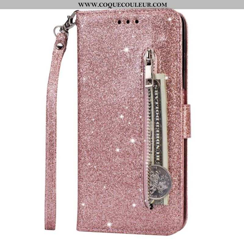 Housse Samsung Galaxy S22 5G Porte-Monnaie Paillettes