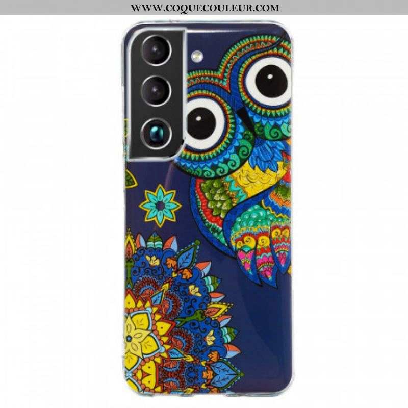 Coque Samsung Galaxy S22 5G Hibou Mandala Fluorescente