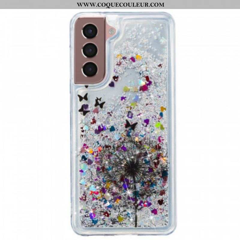 Coque Samsung Galaxy S22 5G Pissenlits Paillettes