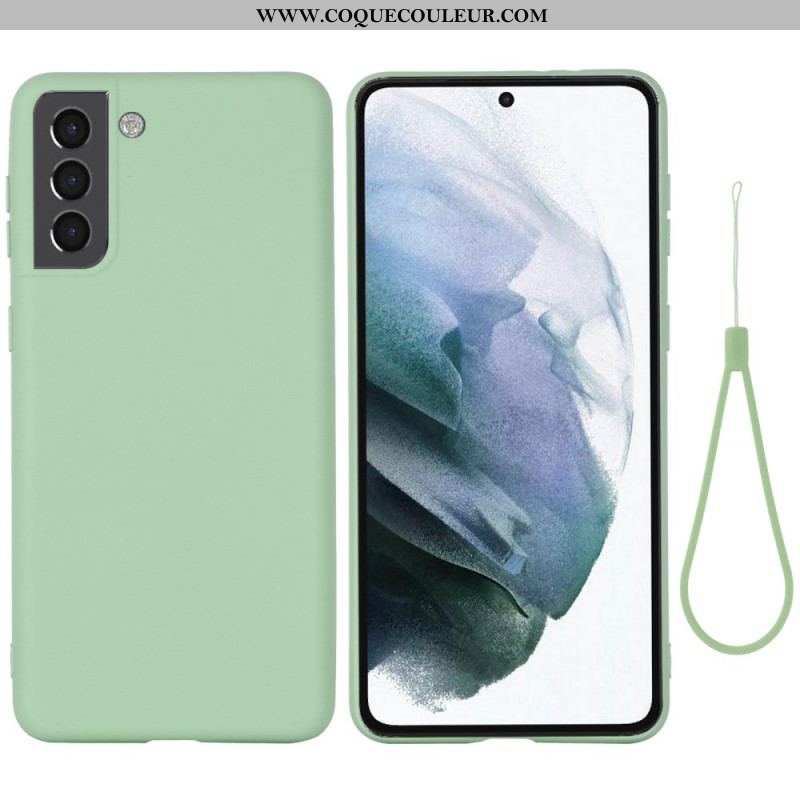 Coque Samsung Galaxy S22 5G Silicone Liquide avec Lanière