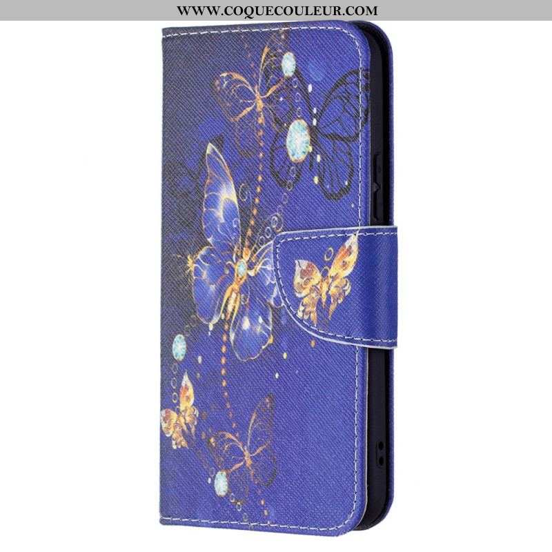 Housse Samsung Galaxy S22 5G Papillons Dorés