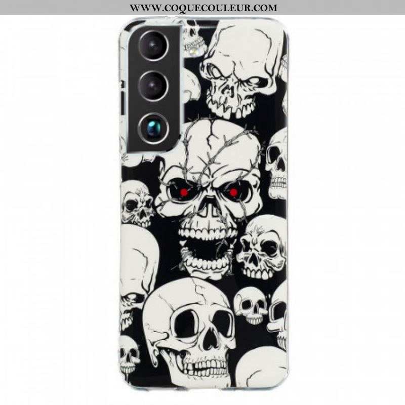 Coque Samsung Galaxy S22 5G Attention Têtes de Mort Fluorescente