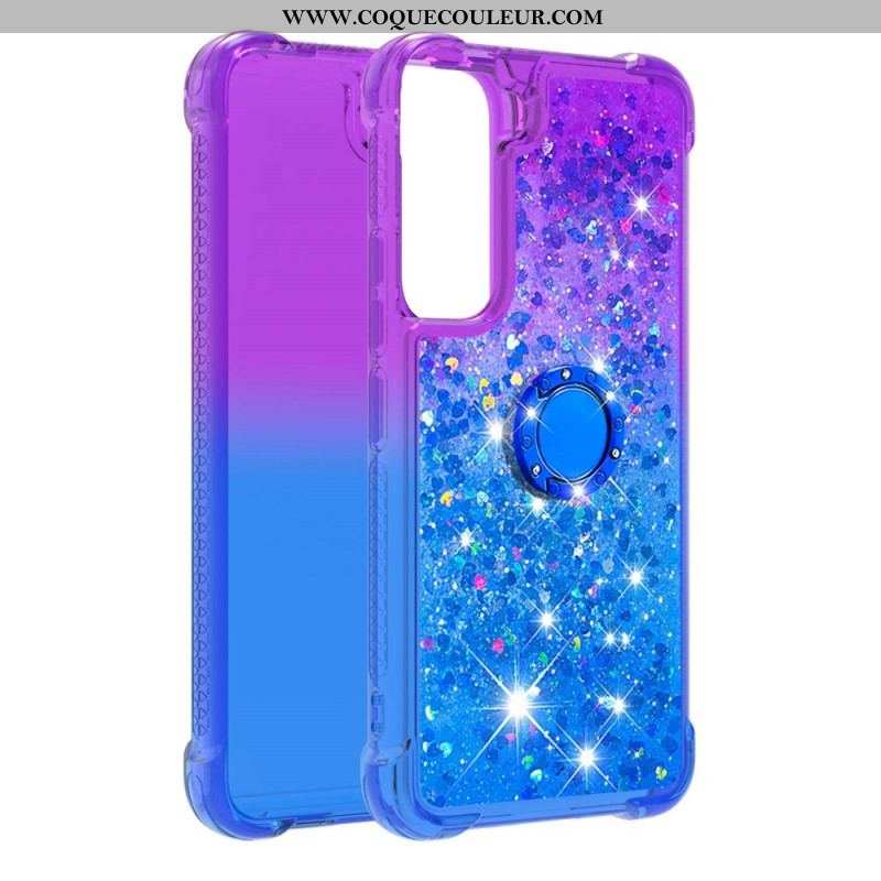 Coque Samsung Galaxy S22 5G Paillettes Anneau-Support