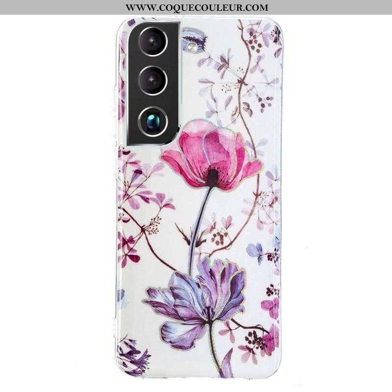 Coque Samsung Galaxy S22 Plus 5G Marbrée Fleurs