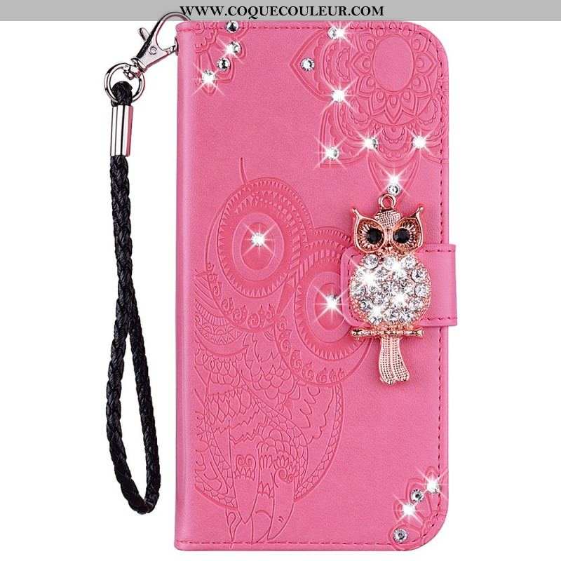 Housse Samsung Galaxy S22 Plus 5G Hibou Mandala et Breloque