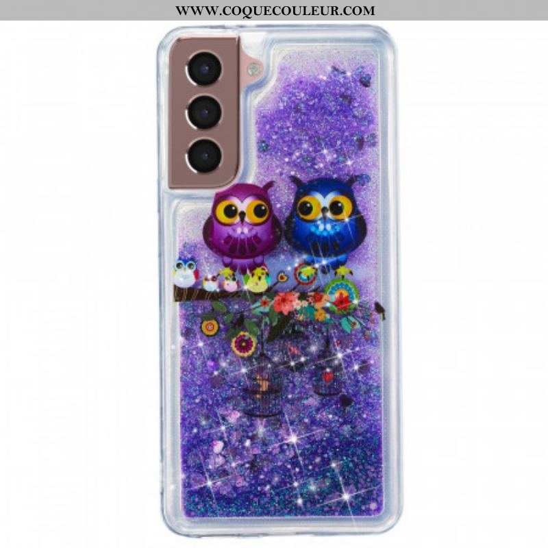 Coque Samsung Galaxy S22 Plus 5G Hiboux Paillettes