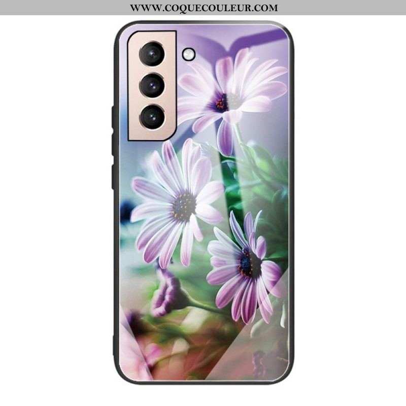 Coque Samsung Galaxy S22 Plus 5G Verre Trempé Fleurs Réalistes