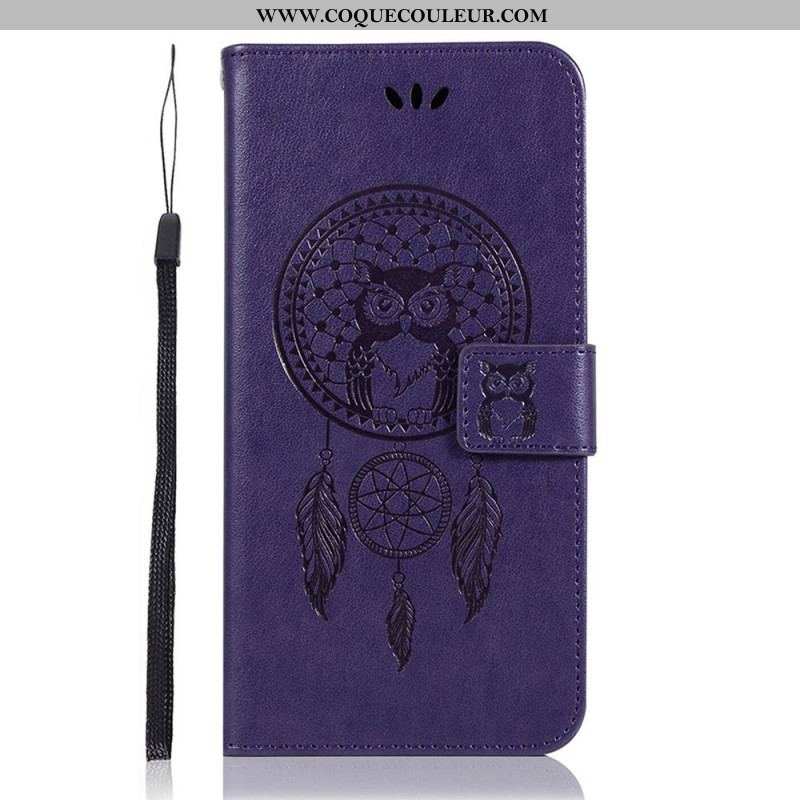 Housse Samsung Galaxy S22 Plus 5G Effet Cuir Attrape Rêves Hibou