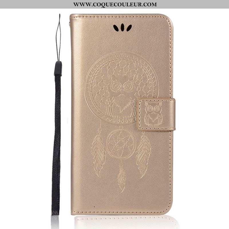 Housse Samsung Galaxy S22 Plus 5G Effet Cuir Attrape Rêves Hibou