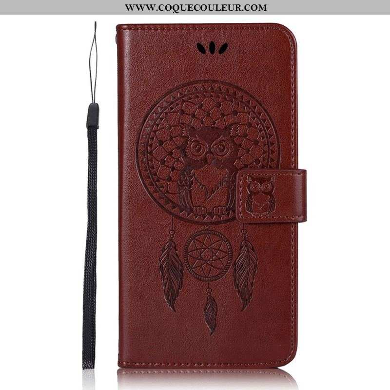 Housse Samsung Galaxy S22 Plus 5G Effet Cuir Attrape Rêves Hibou