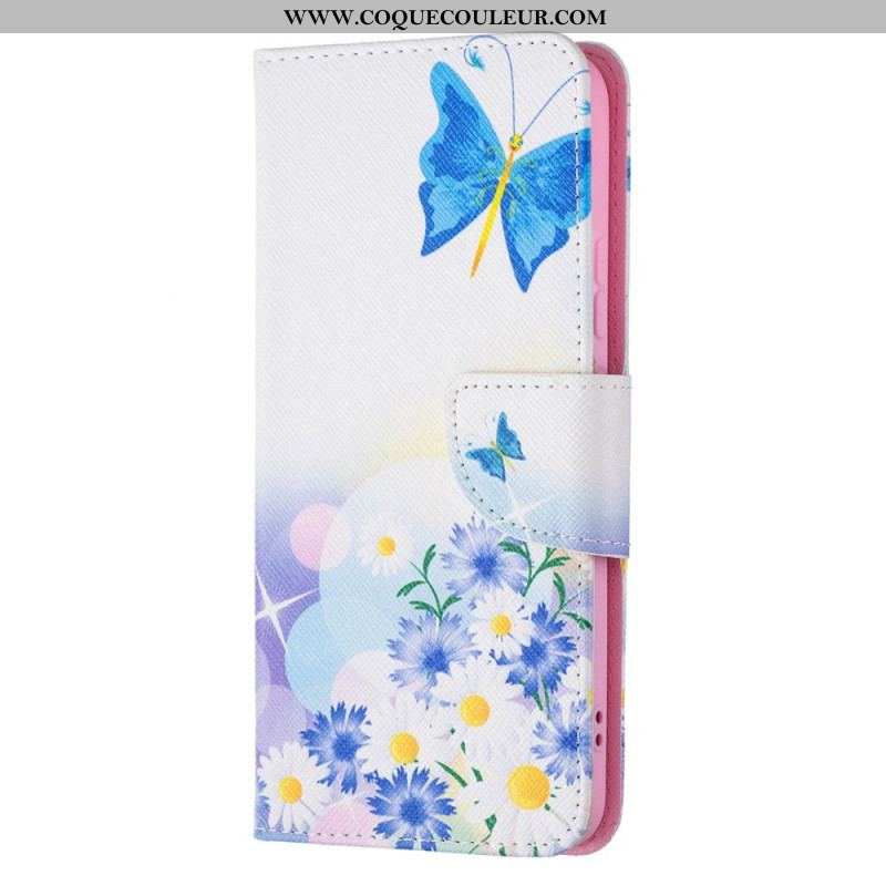 Housse Samsung Galaxy S22 Plus 5G Papillons et Fleurs Peints
