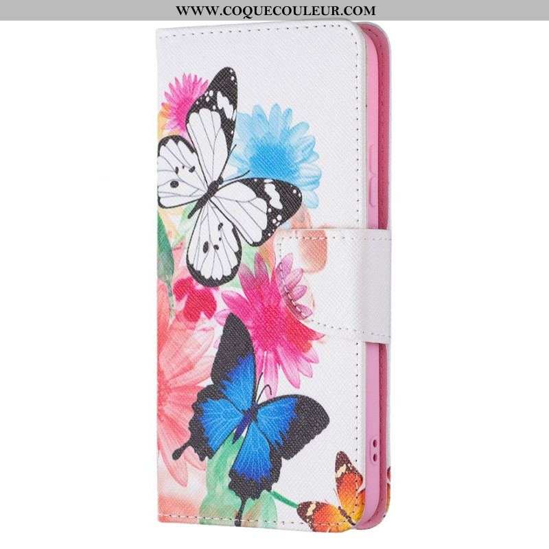 Housse Samsung Galaxy S22 Plus 5G Papillons et Fleurs Peints