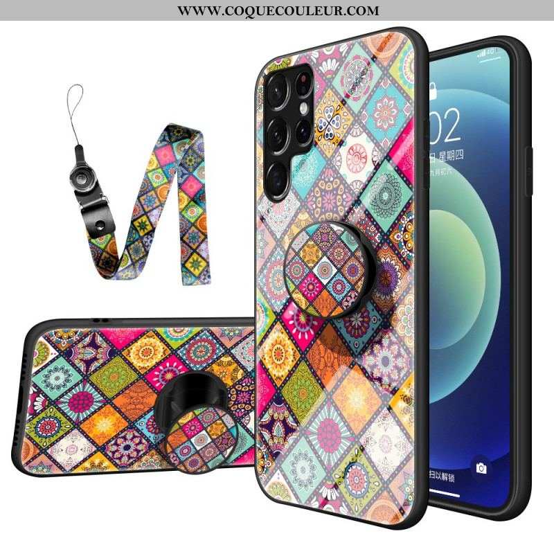 Coque Samsung Galaxy S22 Ultra 5G Support Magnétique Patchwork
