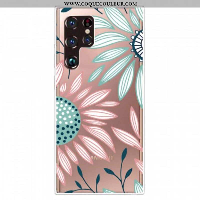 Coque Samsung Galaxy S22 Ultra 5G Transparente Une Fleur