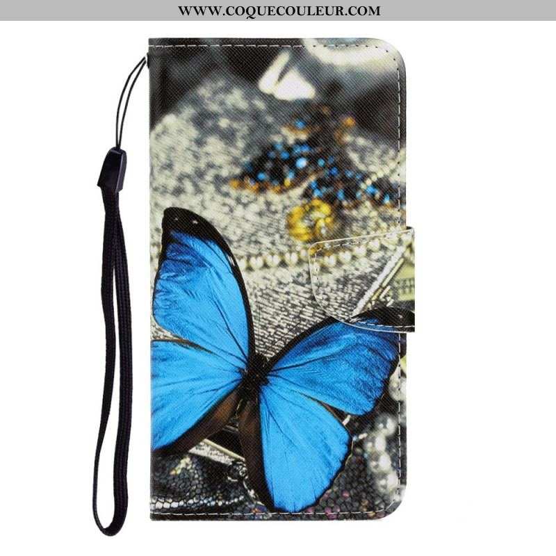 Housse Samsung Galaxy S22 Ultra 5G Variations Papillons à Lanière
