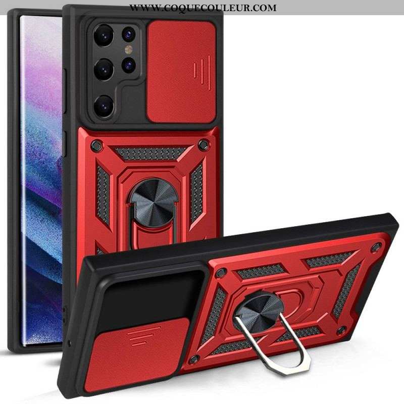 Coque Samsung Galaxy S22 Ultra 5G Support et Protège-Lentilles Design