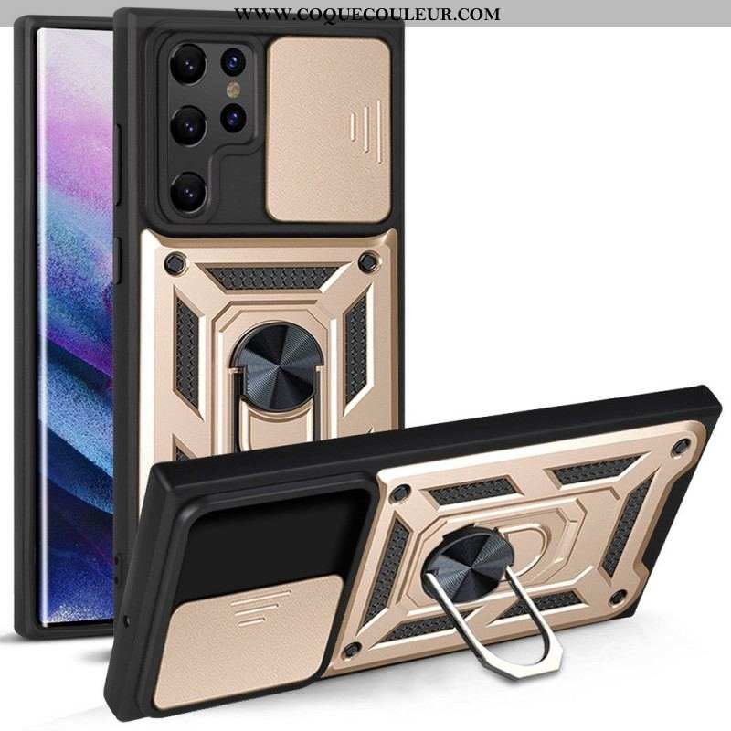 Coque Samsung Galaxy S22 Ultra 5G Support et Protège-Lentilles Design