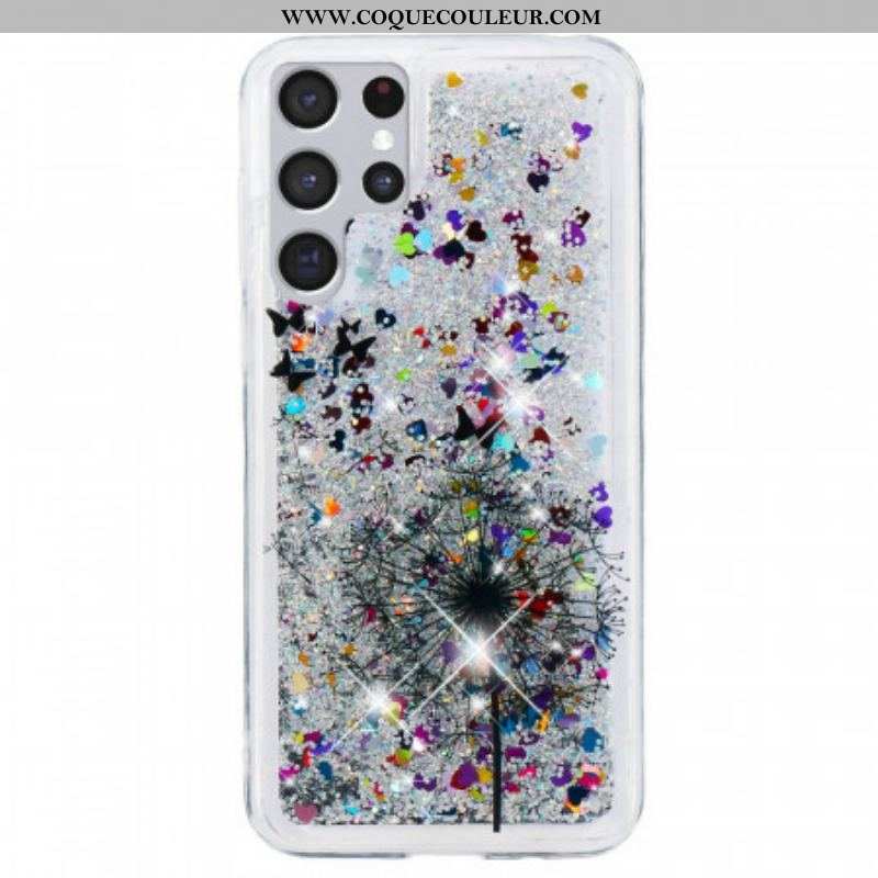 Coque Samsung Galaxy S22 Ultra 5G Pissenlits Paillettes