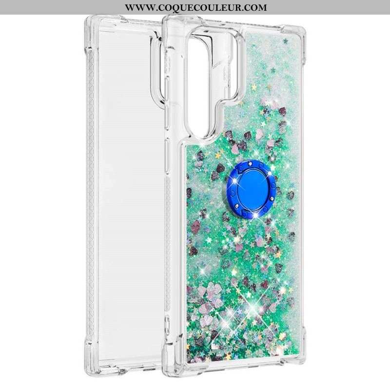 Coque Samsung Galaxy S22 Ultra 5G Paillettes Anneau-Support