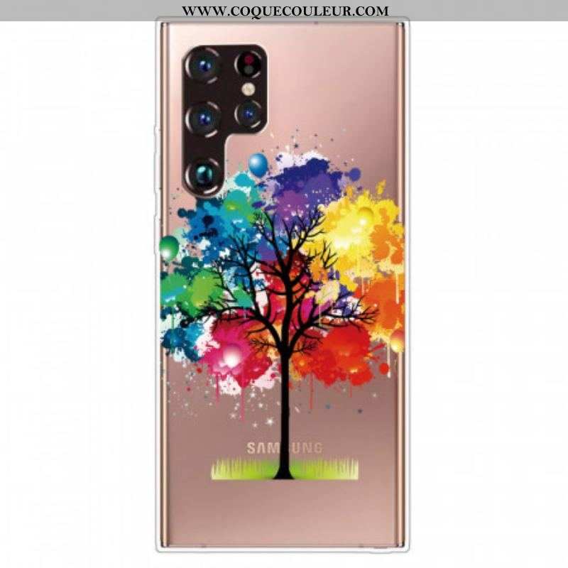 Coque Samsung Galaxy S22 Ultra 5G Transparente Arbre Aquarelle