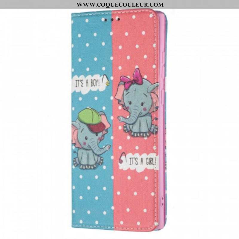 Flip Cover Samsung Galaxy S22 Ultra 5G Bébés Éléphants