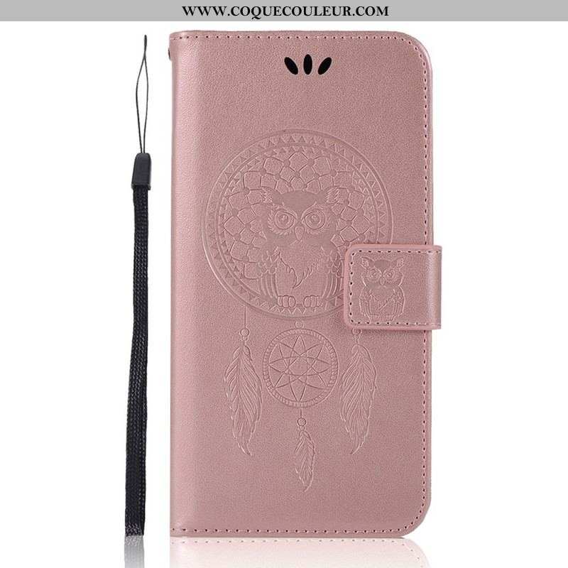 Housse Samsung Galaxy S22 Ultra 5G Effet Cuir Attrape Rêves Hibou