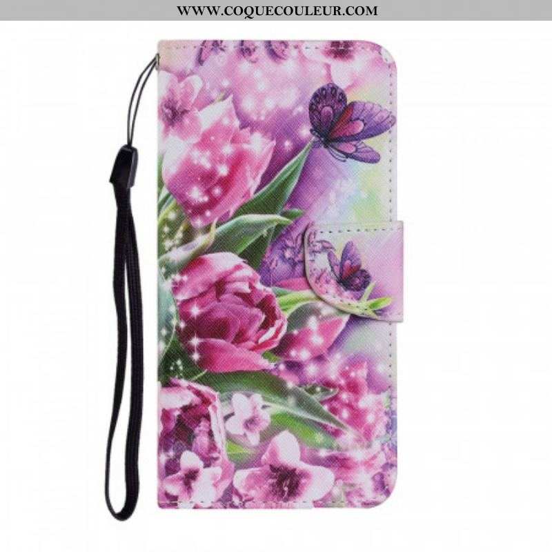 Housse Samsung Galaxy S22 Ultra 5G Papillons et Tulipes