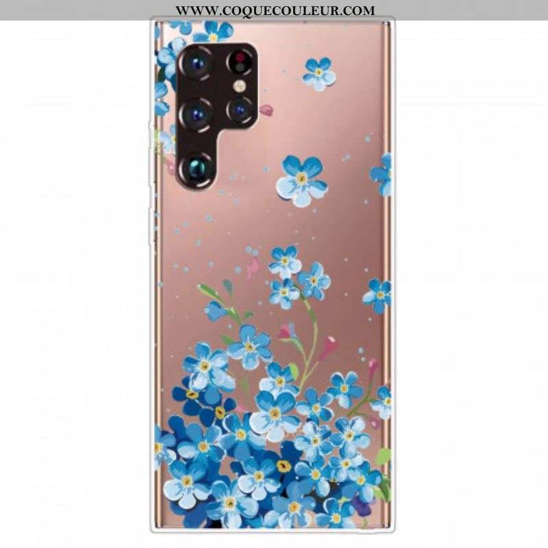 Coque Samsung Galaxy S22 Ultra 5G Fleurs Bleues