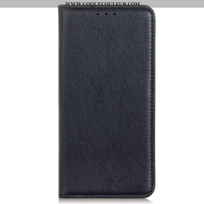 Flip Cover Samsung Galaxy S22 Ultra 5G Cuir Litchi Fendu Élégance