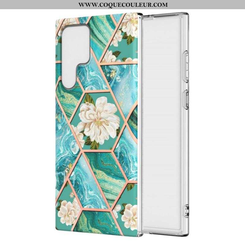 Coque Samsung Galaxy S22 Ultra 5G Marbrée Florale