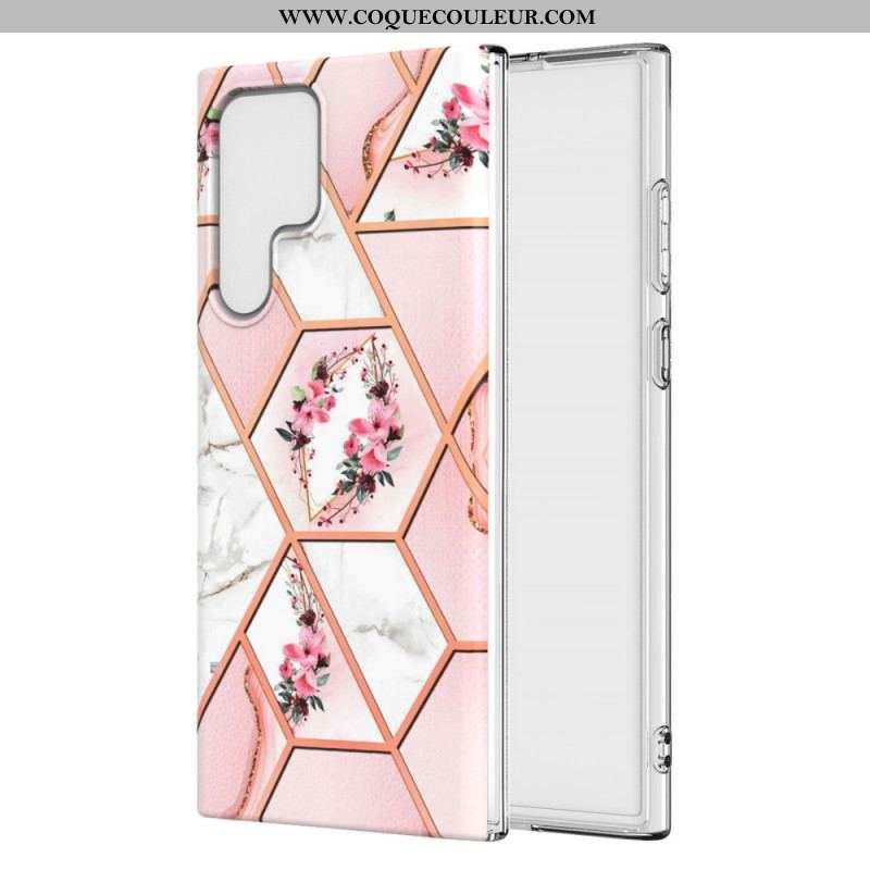 Coque Samsung Galaxy S22 Ultra 5G Marbrée Florale