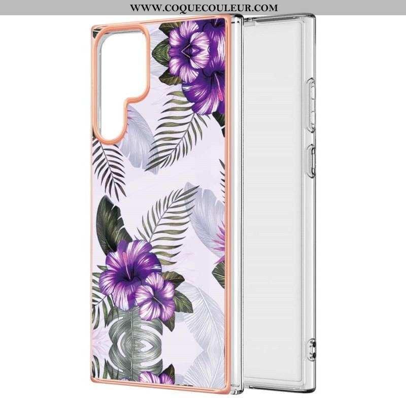 Coque Samsung Galaxy S22 Ultra 5G Marbrée Florale