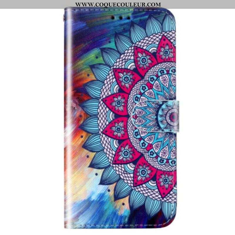 Housse Samsung Galaxy S23 5G Mandala Coloré à Lanière