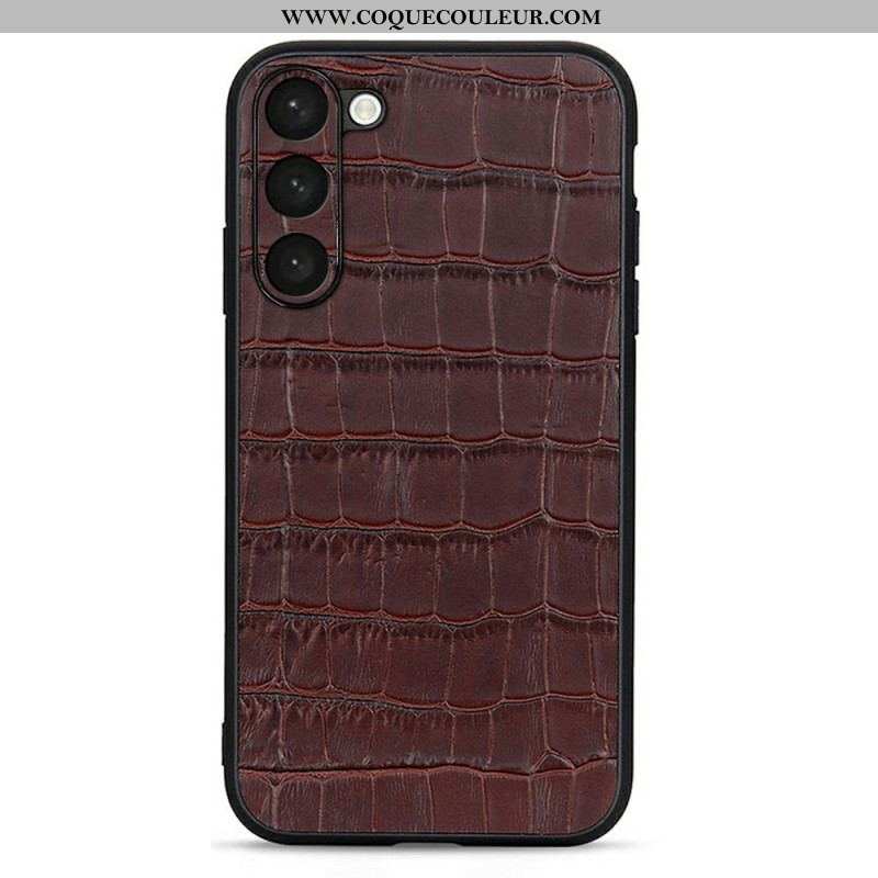 Coque Samsung Galaxy S23 5G Véritable Cuir Style Crocodile