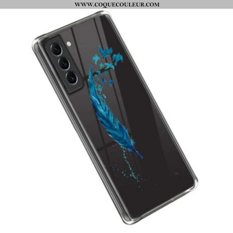 Coque Samsung Galaxy S23 5G Transparente Plume Bleue