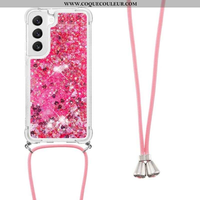 Coque Samsung Galaxy S23 5G Paillettes avec Cordon